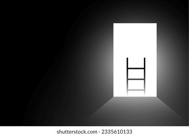 opportunity or vision concept background with ladder on open door design 