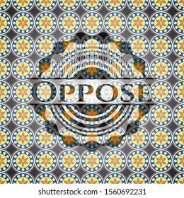 Oppose arabic style emblem. Arabesque decoration.