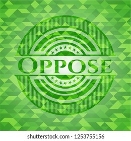 Oppose green emblem with triangle mosaic background