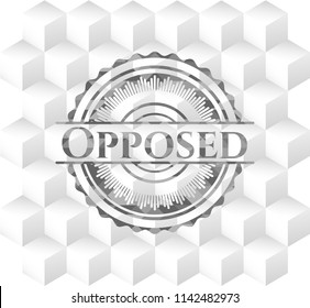 Opposed grey emblem with cube white background