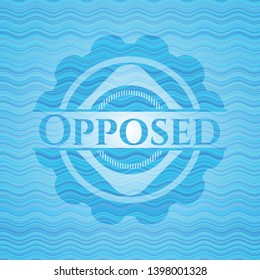 Opposed light blue water wave badge. Vector Illustration. Detailed.