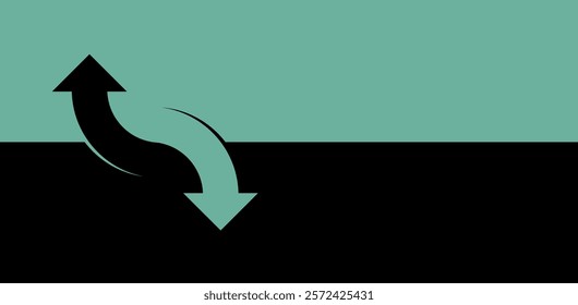 Opposing arrows design. the path forward and backward, a directional choices, representing progress and regression, this banner ideal for various life or business scenarios.