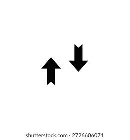 Opposing Arrows Pointing Up and Down on White Background