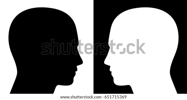 Opposing View Two Heads Facing Each Stock Vector (Royalty Free) 651715369