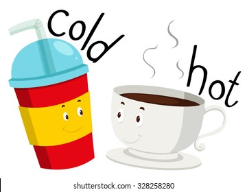 Opposite adjective cold and hot illustration