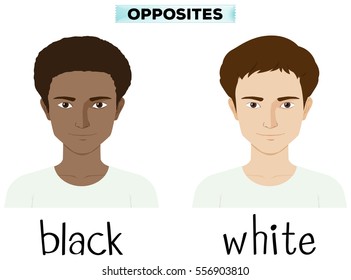 Opposite adjectives for black and white illustration