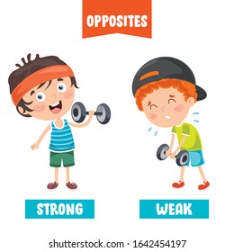 Opposite Adjectives With Cartoon Drawings