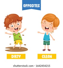 Opposite Adjectives With Cartoon Drawings