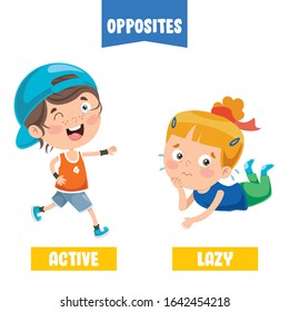 Opposite Adjectives With Cartoon Drawings