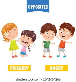 Opposite Adjectives With Cartoon Drawings