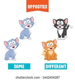 Opposite Adjectives With Cartoon Drawings