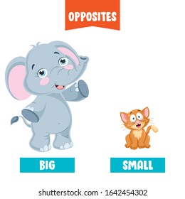 Opposite Adjectives With Cartoon Drawings