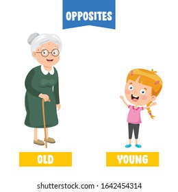 Opposite Adjectives With Cartoon Drawings