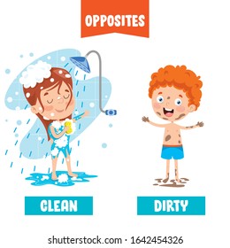 Opposite Adjectives With Cartoon Drawings