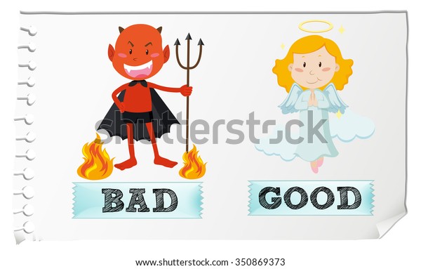 Opposite Adjectives Good Bad Illustration のベクター画像素材 ロイヤリティフリー