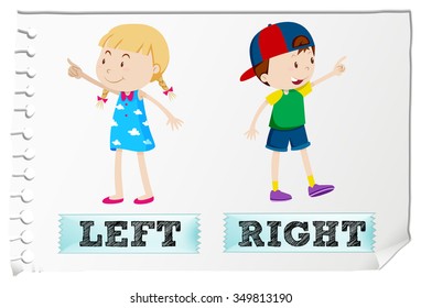 Opposite adjectives left and right illustration