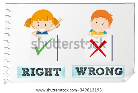 Opposite Adjectives Right Wrong Illustration Stock Vector (Royalty Free ...