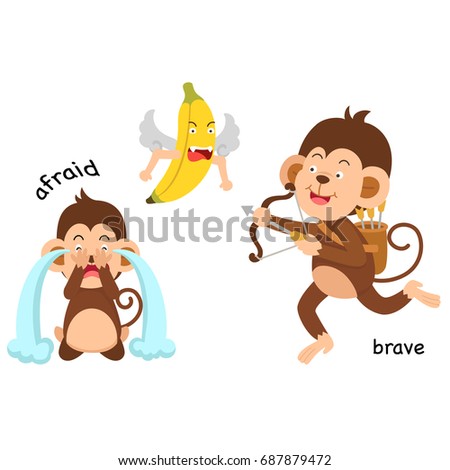 Opposite afraid and brave vector illustration