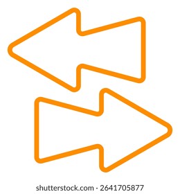 Opposite arrow icon. Two solid arrows pointing left and right, symbolizing data exchange, transfer, synchronization, or bidirectional flow.