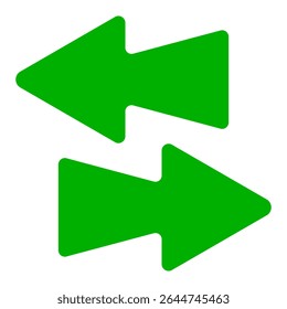Opposite arrow icon. Two solid arrows pointing left and right, symbolizing data exchange, transfer, synchronization, or bidirectional flow.