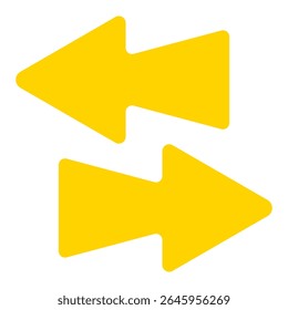 Opposite arrow icon. Two solid arrows pointing left and right, symbolizing data exchange, transfer, synchronization, or bidirectional flow.