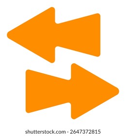 Opposite arrow icon. Two solid arrows pointing left and right, symbolizing data exchange, transfer, synchronization, or bidirectional flow.