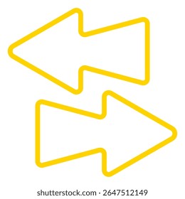 Opposite arrow icon. Two solid arrows pointing left and right, symbolizing data exchange, transfer, synchronization, or bidirectional flow.