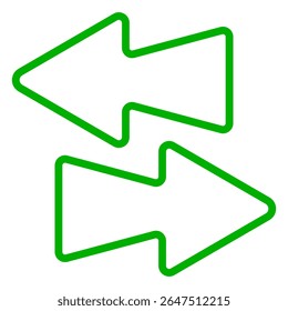 Opposite arrow icon. Two solid arrows pointing left and right, symbolizing data exchange, transfer, synchronization, or bidirectional flow.