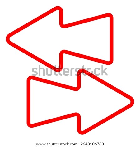 Opposite arrow icon. Two solid arrows pointing left and right, symbolizing data exchange, transfer, synchronization, or bidirectional flow.