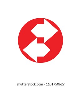 opposite arrows in circle design logo vector