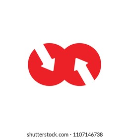 opposite arrows in circle symbol vector