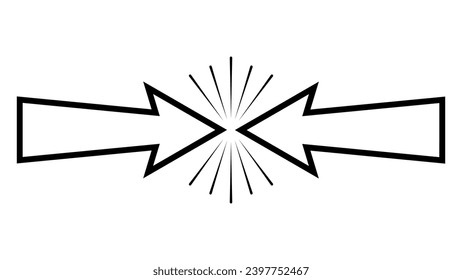 Opposite arrows, counter direction resistance icon, counter collision arrows