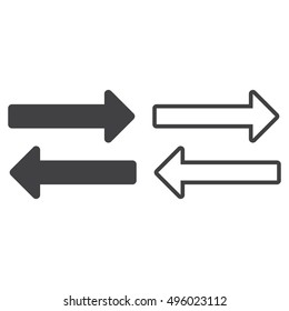 Opposite Arrows line icon, Exchange outline and filled vector sign, linear and full pictogram isolated on white, logo illustration