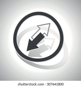 Opposite arrows sign sticker, curved, with outlining and shadow