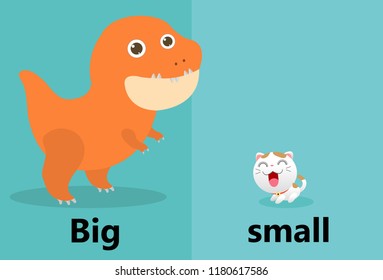 Opposite big and small illustration vector, Opposite English Words big and small on white background,