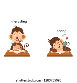 Opposite boring and interesting vector illustration