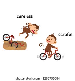 Opposite careless and careful vector illustration