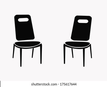 opposite chairs on white background