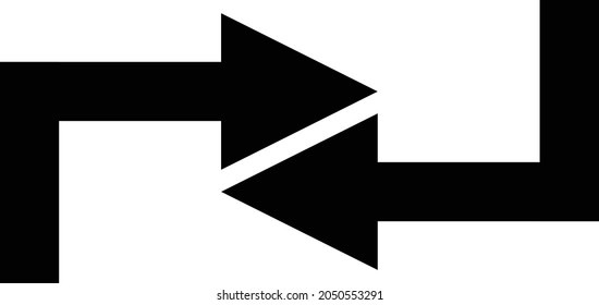 Opposite direction of arrow Icon in flat design on white background, vector illustraton.