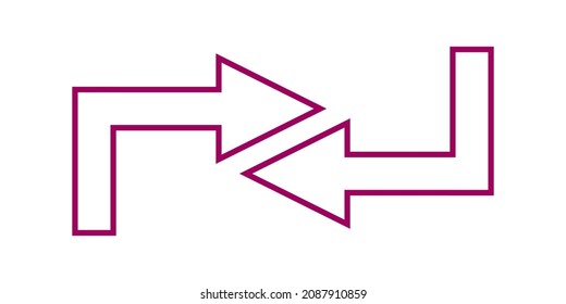 Opposite direction of arrow Icon in flat design on white background, vector illustraton.
