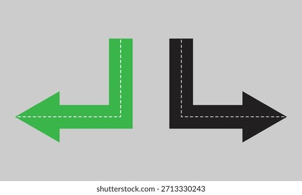 Opposite direction arrows green left black right simple graphic