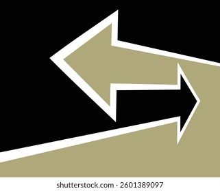 Opposite direction arrows serve as an abstract symbol of decision and choice, featuring contrasting arrows, a directional split, and a two-way flow.