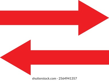 opposite direction red arrow vector illustration.