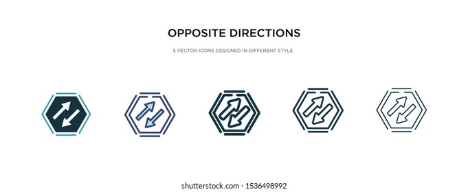 opposite directions icon in different style vector illustration. two colored and black opposite directions vector icons designed in filled, outline, line and stroke style can be used for web,