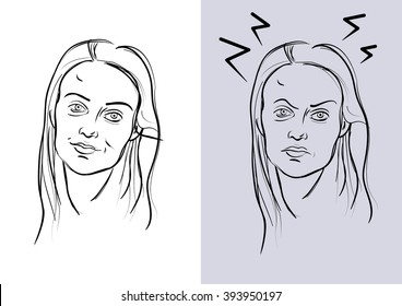 opposite emotions vector portraits