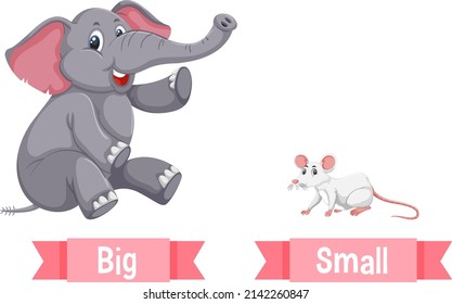 Opposite English Words big and small illustration