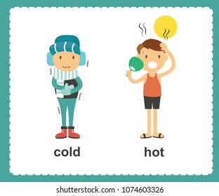 Opposite English Words cold and hot vector illustration