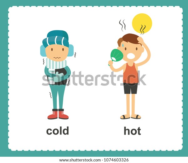 Opposite English Words Cold Hot Vector Stock Vector (Royalty Free ...