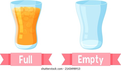 Opposite English Words full and empty illustration