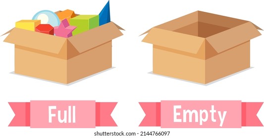 Opposite English Words full and empty illustration